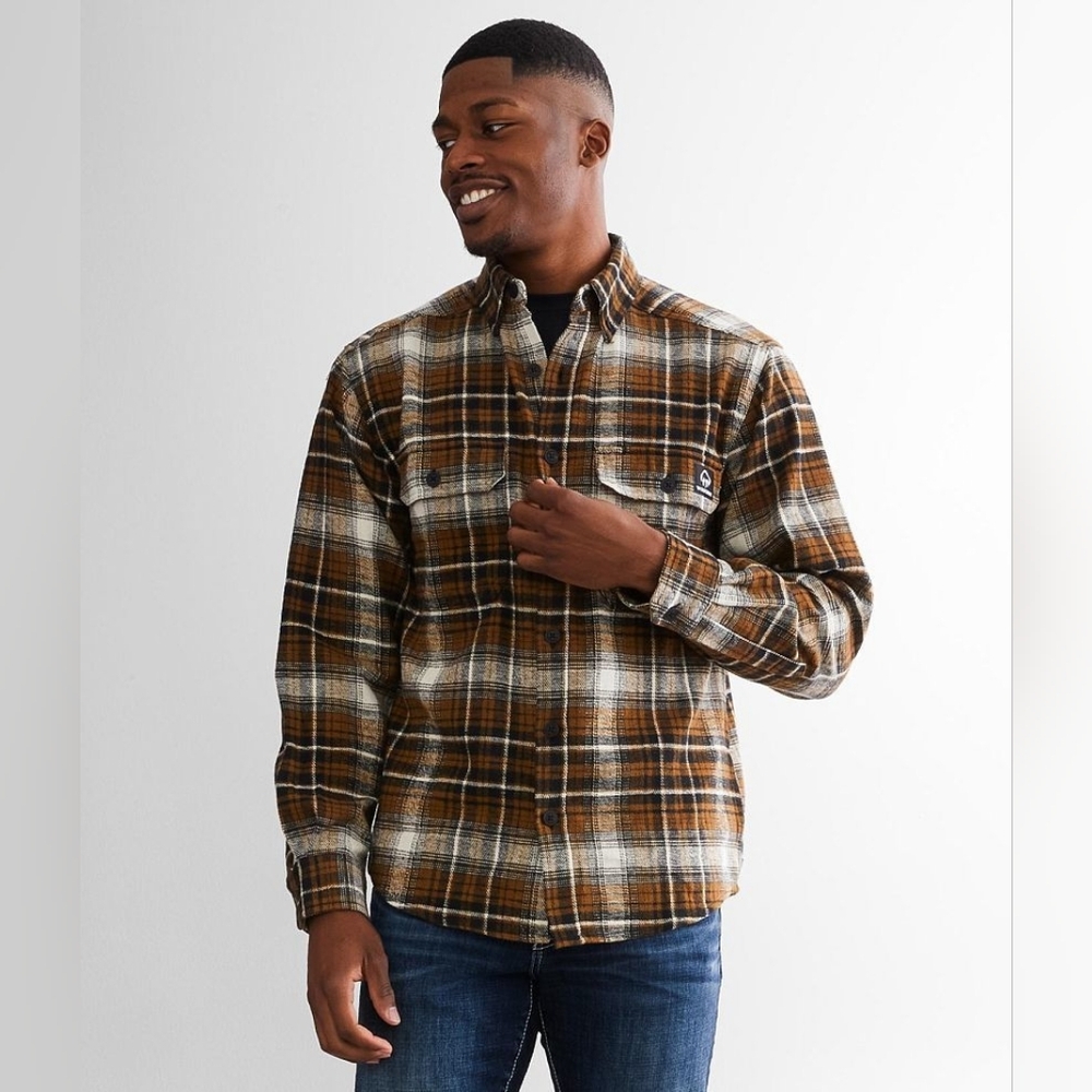 Wolverine Glacier Heavyweight Flannel Shirt Mens Large - Chestnut Plaid EUC